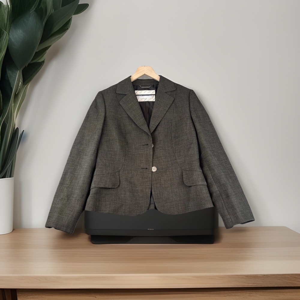 Calvin Klein Women Blazer Jacket Size 10 Gray Lined 2 Button Career Workwear